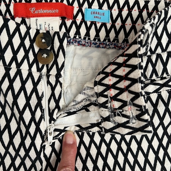 Anthropologie Cartonnaier ankle pants size 2 black & cream - Picture 4 of 8